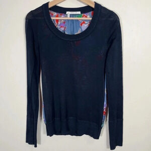 10 Crosby Derek Lam  Floral Back Navy Sweater